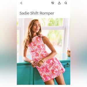 Worn 1x Lilly Pulitzer Sadie shift romper in lovely long stems